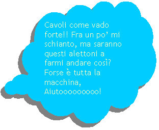 Fumetto 4: Cavoli come vado forte!! Fra un po mi schianto, ma saranno questi alettoni a farmi andare cos? Forse  tutta la macchina, Aiutooooooooo!